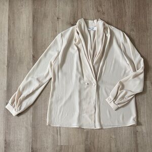 Vtg Double Breasted Elegant Cream Blouse sz L